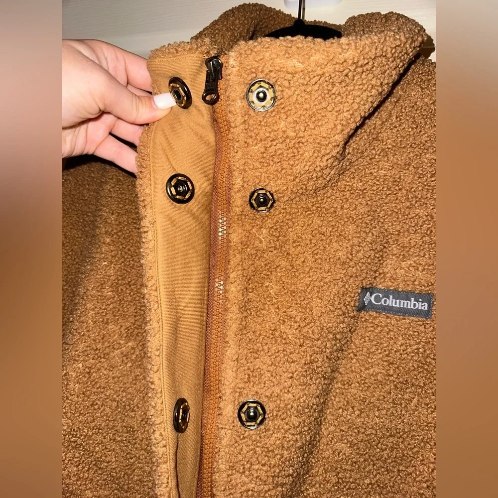 Columbia Women's hidden ridge fleece Sherpa Brown Teddy Jacket XL winter fall